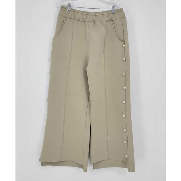 NEW Joh Apparel french scuba pearl long pant peacock tan beige cream XL wide - Picture 2 of 12